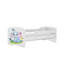 KOCOT KIDS lapsevoodi + madrats komplektis BABYDREAMS white Baby elephant 180x80cm