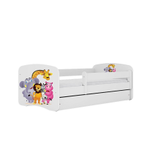 KOCOT KIDS Lapsevoodi sahtliga + madrats komplektis BABYDREAMS white Zoo 160x80cm