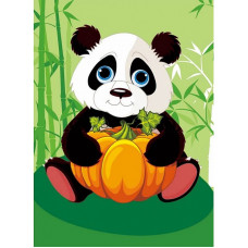 TSVETNOY diamond mosaiik 17x22сm Panda with Pumpkin, X008e