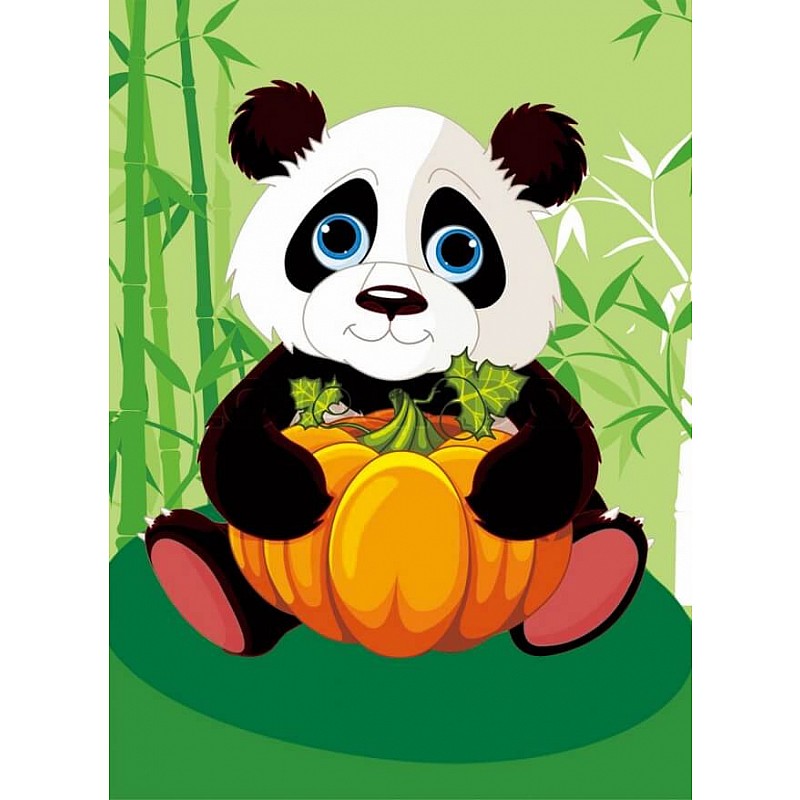 TSVETNOY diamond mosaiik 17x22сm Panda with Pumpkin, X008e