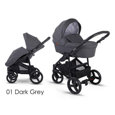 LONEX SOFT Vanker-jalutuskäru 2in1, 01 Dark Grey