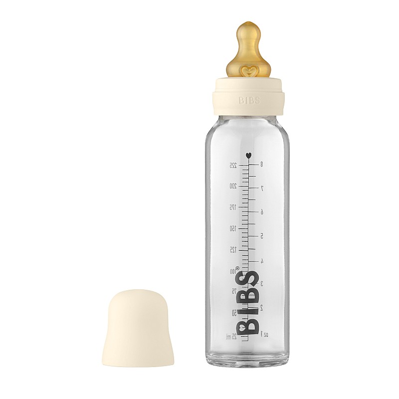 BIBS Klaasist lutipudel 225ml Ivory