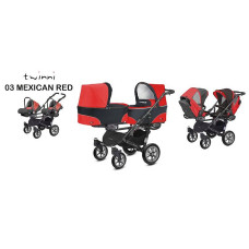 Kaksikute vanker-jalutuskäru BABYACTIVE TWINNI CLASSIC  3in1, 03/01 Mexican Red