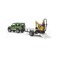 BRUDER auto Land Rover Defender treleriga + mikro ekskavaator, 2593