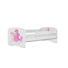 KOCOT KIDS lapsevoodi + madrats komplektis BABYDREAMS white Princess on horse 180x80cm