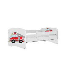 KOCOT KIDS lapsevoodi + madrats komplektis BABYDREAMS white Fire brigade 180x80cm