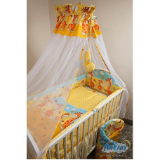 Voodipesu komplekt 6-osaline, ANKRAS GIRAFFE - DOTS 135x100/360 cm yellow