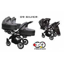 BABYACTIVE TRIPPY Premium kolmikute vanker-jalutuskäru 2in1, 09 SILVER must raam