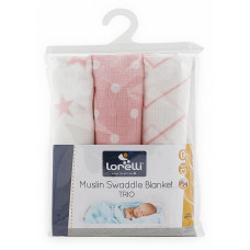 LORELLI Musliin mähkmed 3tk. 80x80cm PINK MIX 1034010 1901