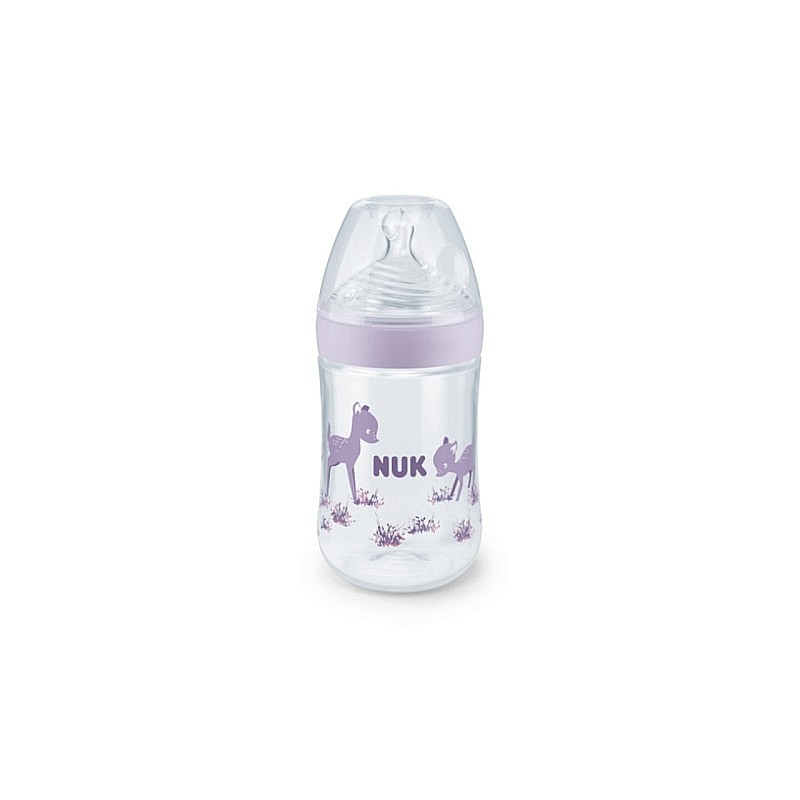 NUK Nature Sense polüpropüleenist pudel temperatuuriindikaatoriga 260ml silikoonist lutt, suurus М, 10741963 SP21 violetne (367482) LÕPUMÜÜK