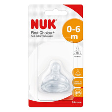 NUK FIRST CHOICE Plus Anti-Colic pudelilutt silikoonist M-piima, 0-6m, 1tk. 10709253 SA41