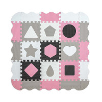 MILLY MALLY Pehme pusle-mat 118.5x118.5cm Jolly 3x3 Shapes - Pink Grey