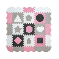 MILLY MALLY Pehme pusle-mat 118.5x118.5cm Jolly 3x3 Shapes - Pink Grey