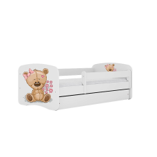 KOCOT KIDS Lapsevoodi sahtliga + madrats komplektis BABYDREAMS white Teddybear flowers 160x80cm