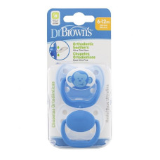 DR.BROWNS silikoonist lutt 6-12m, PreVent CLASSIC ortodontiline 2tk. sinine LÕPUMÜÜK