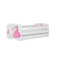 KOCOT KIDS Lapsevoodi sahtliga + madrats komplektis BABYDREAMS white Princess horse 180x80cm