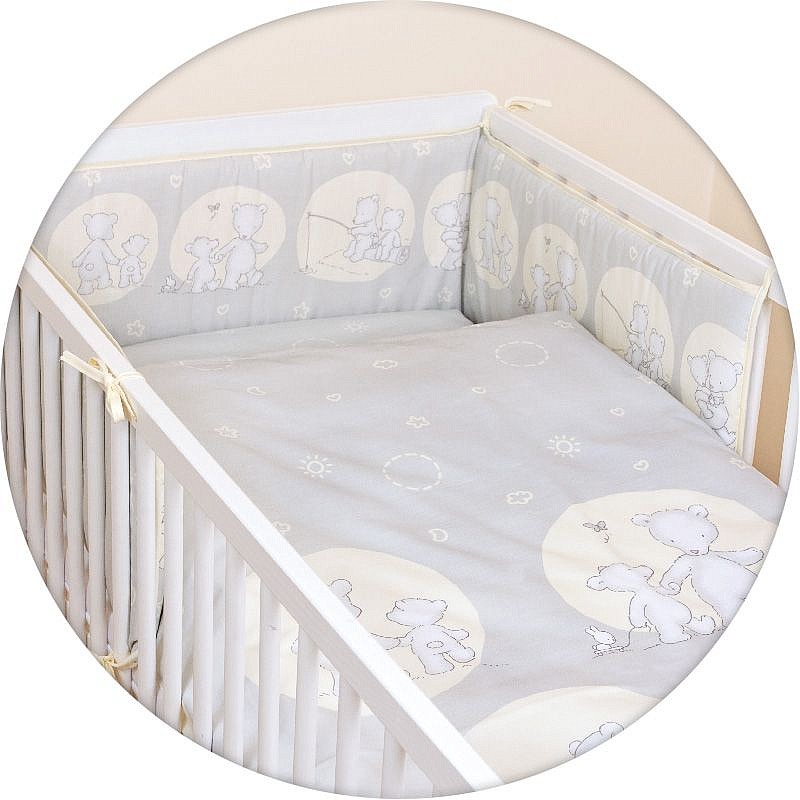 Voodipesu komplekt 3-osaline CEBABABY 135x100cm PAPA BEAR GREY