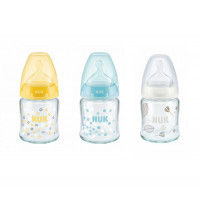 NUK First Choice Plus klaasist lutipudel silikoonist lutiga 120ml, 0-6m, 1tk. SD45 10747052