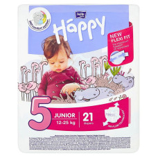 HAPPY Junior mähkmed suurus 5, 12-25kg. 21tk LÕPUMÜÜK