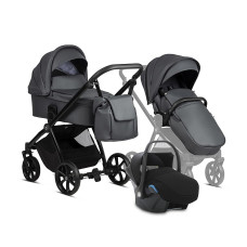 TUTIS MIO Leather vanker-jalutuskäru 3in1, 021 Dark Grey