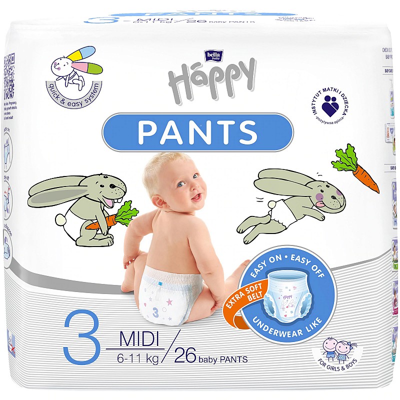 HAPPY Pants Midi mähkmed suurus 3, 6-11kg. 26tk