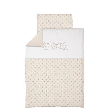 Voodipesu komplekt 2-osaline tikandiga CEBABABY 135x100cm STARS BEIGE