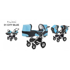 Kaksikute vanker-jalutuskäru BABYACTIVE TWINNI CLASSIC   3in1, 01/01 Citi Blue