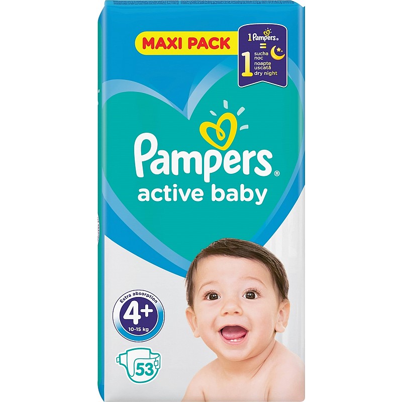 PAMPERS Active Baby Dry mähkmed VP+ S4+, 53tk. LÕPUMÜÜK