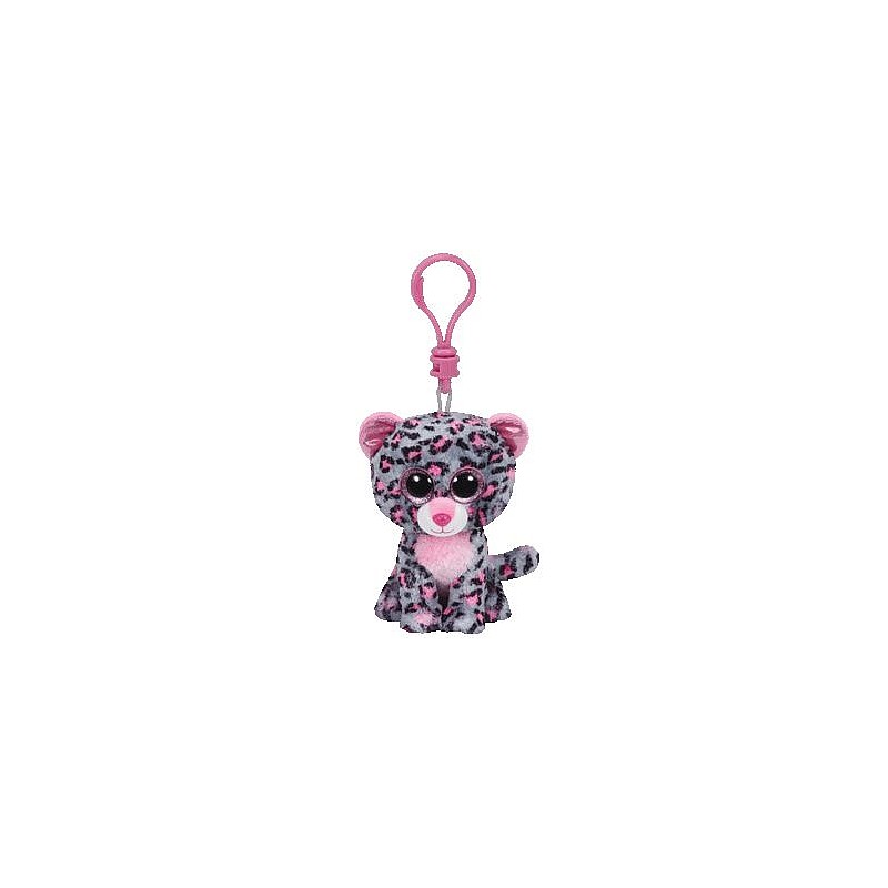 TY Beanie Boos Toy - võtmehoidja PINK / hall LEOPARD TASHA 8cm, TY36616