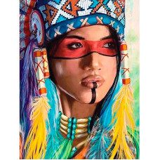 TSVETNOY diamond mosaiik 40x50cm Native American Woman, LG234e