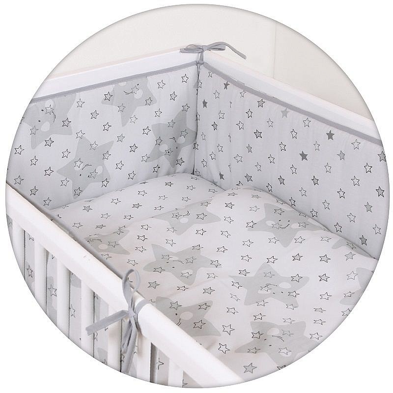 Voodipesu komplekt 3-osaline CEBABABY 135x100cm STARS GREY