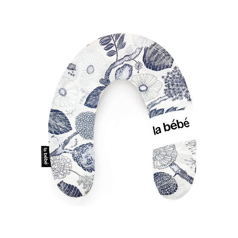 LA BEBE Rich Cotton Horseshoe Blomma skiss Blue 30x175sm 8956