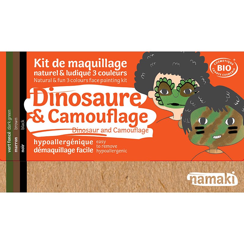 NAMAKI looduslikest koostisainetest hüpoallergeenne näomaalingu komplekt Dinosaur and Camouflage 110016