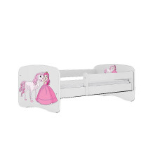 KOCOT KIDS lapsevoodi + madrats komplektis BABYDREAMS white Princess horse 180x80cm