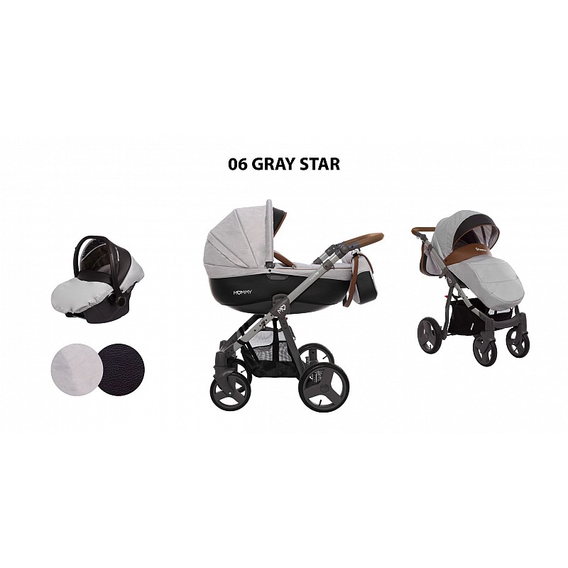 BABYACTIVE MOMMY Vanker-jalutuskäru  3in1, Gray Star 06