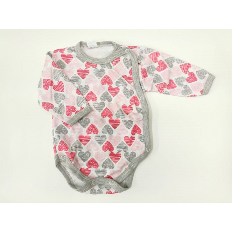 ZUZIA Bodi , suurus-56 ,JEŽ 1710/56 grey/pink hearts