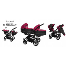 Kaksikute vanker-jalutuskäru BABYACTIVE TWINNI PREMIUM 3in1 AMARANT, 10 must raam