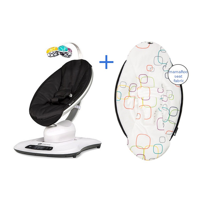 4MOMS MamaRoo Classic 4.0 Black кресло-качалка для малышей + multicolor plush чехол