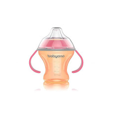 BABYONO LOODUSLIKUD PÕETAMISEKS Tass-poti tila silikooniga 180ml 3m + 1456 Orange