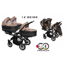 BABYACTIVE TRIPPY Premium kolmikute vanker-jalutuskäru 2in1, 12 BEIGE must raam