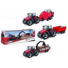 BBURAGO 10cm põllutraktor Massey Ferguson koos haagisega, assort., 18-31850