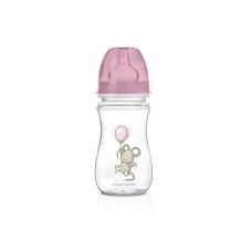 CANPOL BABIES EasyStart Little Cutie PP 240ml pudel laia kaelaga ja silikoonist nippel 3m + 35/219 roosa