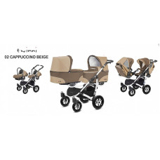 Kaksikute vanker-jalutuskäru BABYACTIVE TWINNI CLASSIC   3in1, 02/01 Сappuchino