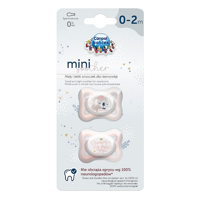 CANPOL BABIES MINI sümmeetriline silikoonist lutt 0-2m 2tk. 23/910pin LÕPUMÜÜK