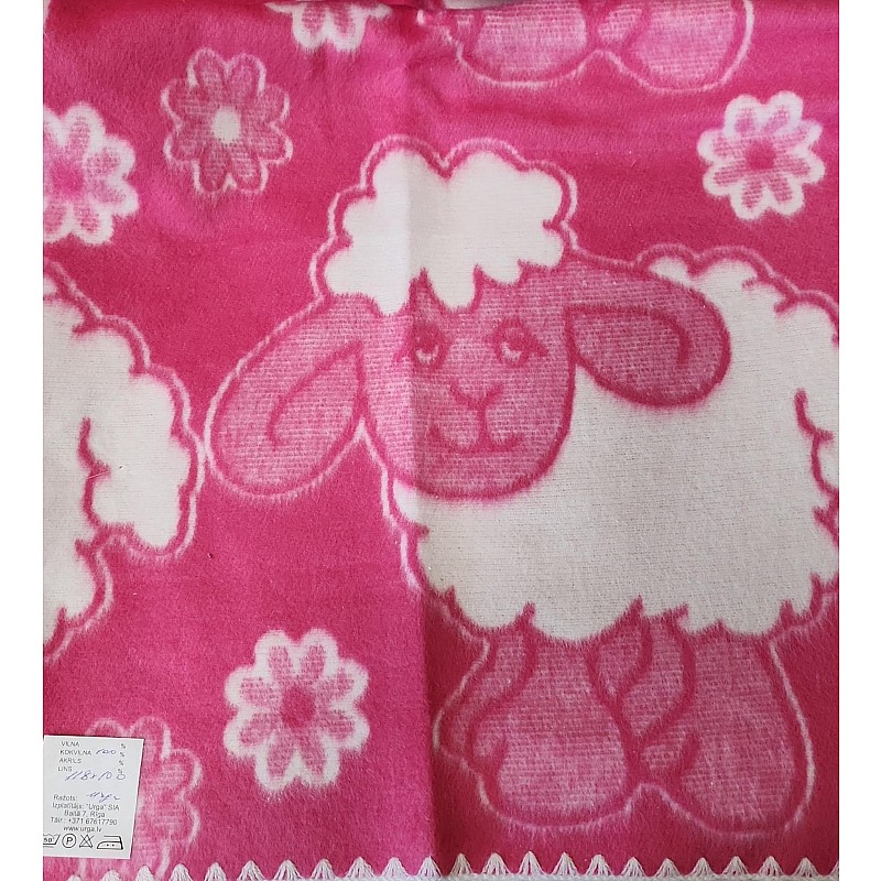 URGA puuvillane pleed 120x100cm LAMB tume roosa