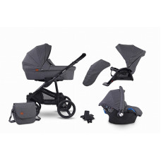 LONEX SOFT Vanker-jalutuskäru 3in1, 01 Dark Grey