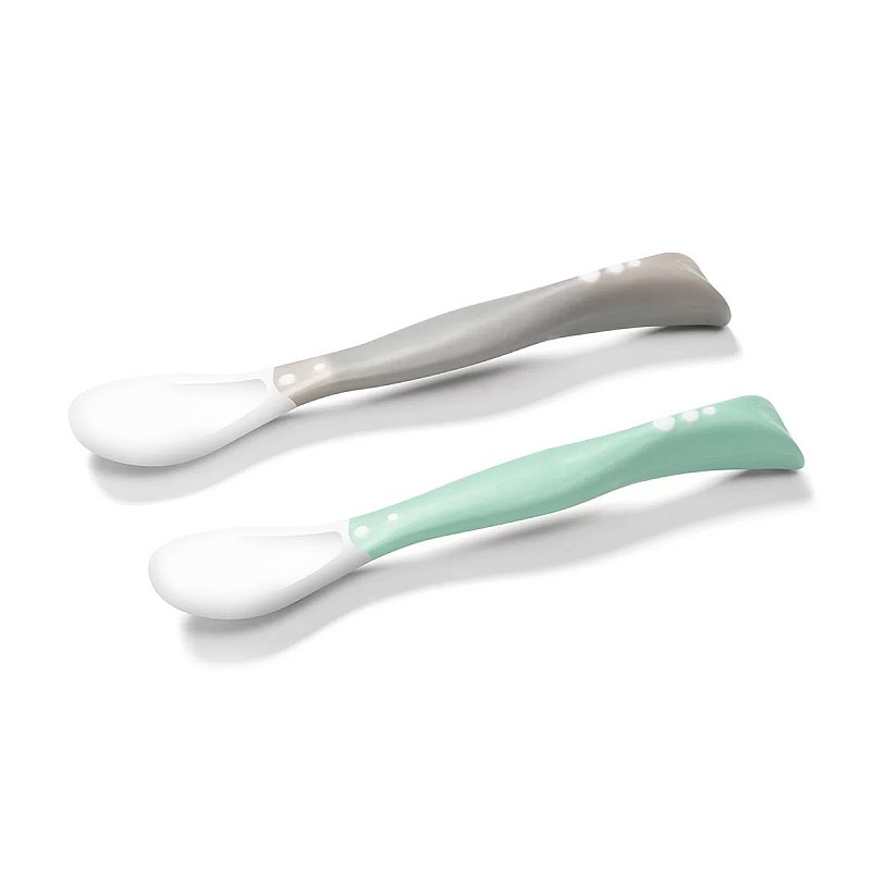 BABYONO lusikas paindlike käepide 6m+, 2tk. 1066/02 grey-mint LÕPUMÜÜK