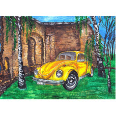 TSVETNOY diamond mosaiik 30x40cm Yellow Car Among the Birches, LE039e