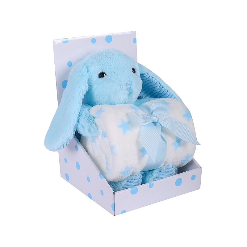 DUET BABY EASY CARE Tekk 75x100cm + Mänguasi 562 RABBIT sinine (745617)