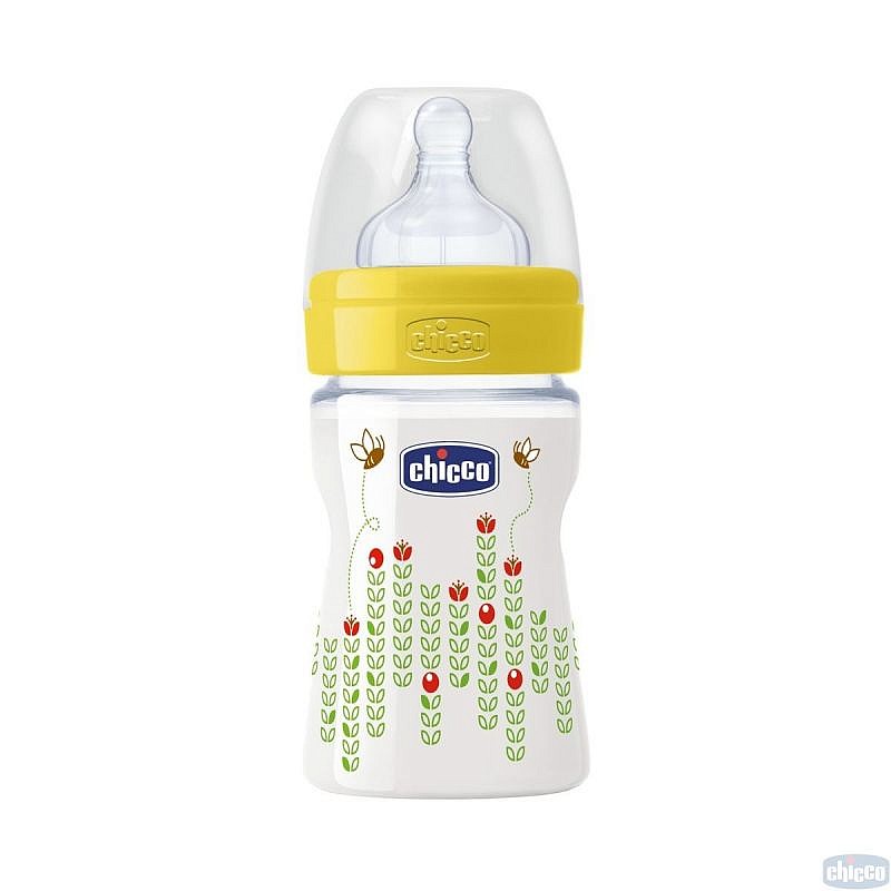 CHICCO WELLBEING Plastikpudel silikoonist lutt 0m+ 150ml kollane 20611.30 LÕPUMÜÜK